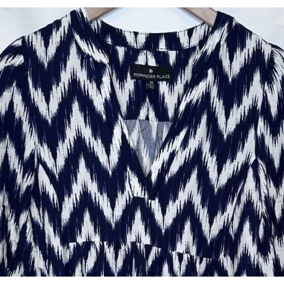Tuckernuck Dress XS Blue Kenzo V-Neck Long Sleeve Ikat boho - Picture 6 of 10